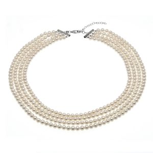 5-6mm Freshwater Pearl with 925 Silver Clasp 4 Rows Necklace