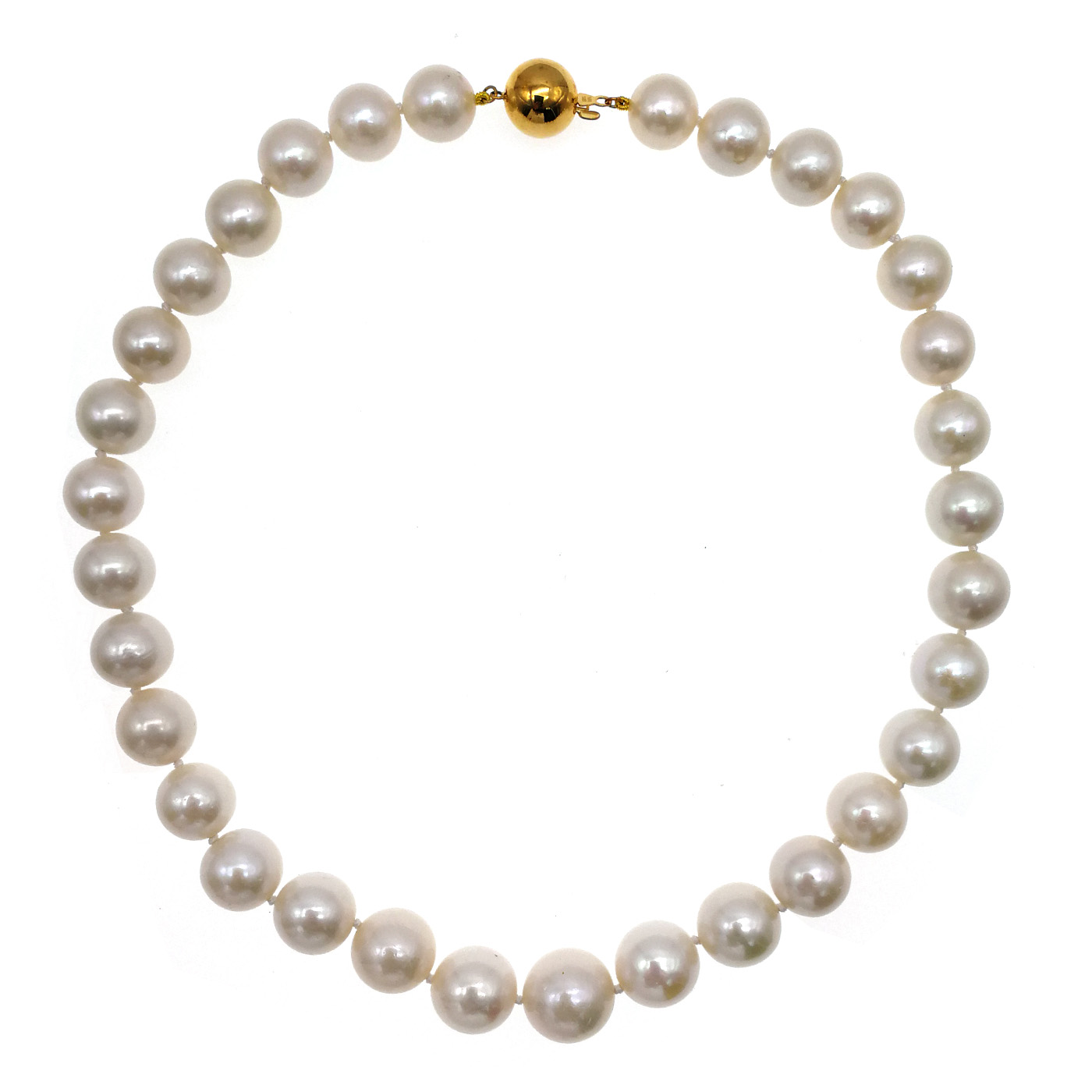 12-15mm Freshwater Pearl with 14K/585 Yellow Gold Ball Clasp Necklace
