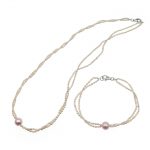 Freshwater Pearl with 925 Silver Clasp Necklace and Bracelet Set