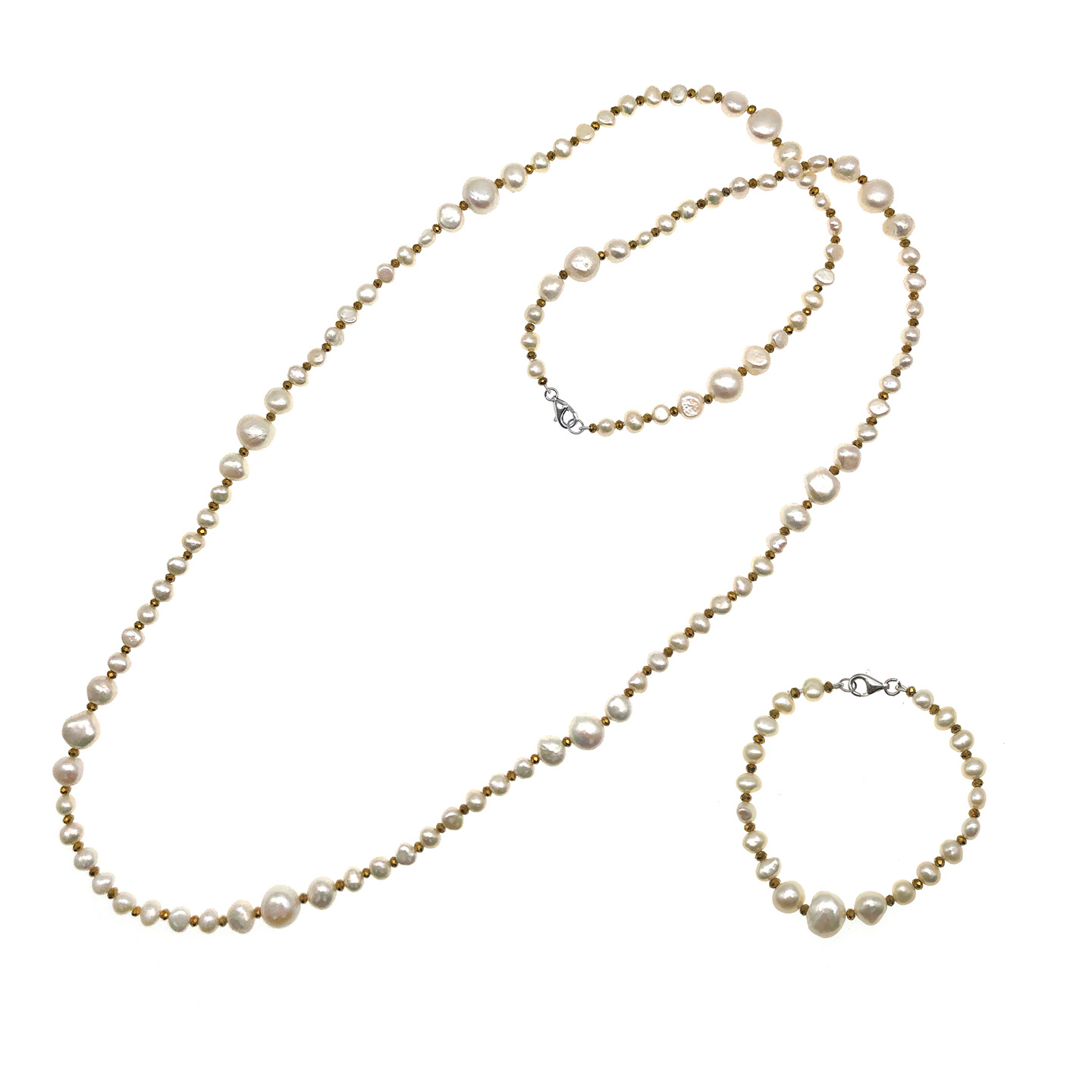 5-11mm Freshwater Pearl Necklace & Bracelet Set