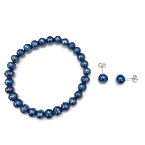 6-7mm Freshwater Pearl Elastic Bracelet & Earring Set