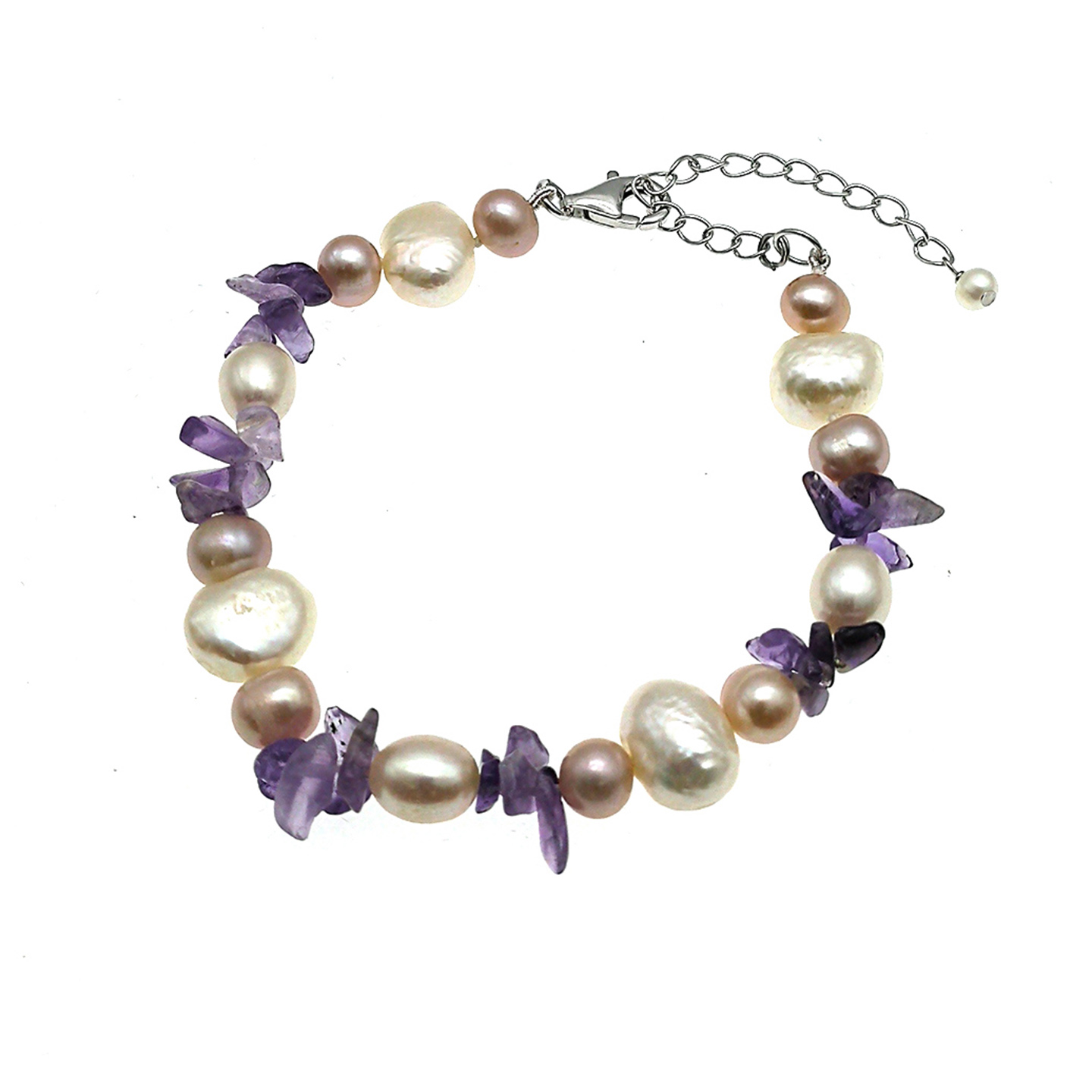 5-9mm Freshwater Pearl with 925 Silver Stud Bracelet