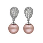 10-11mm Freshwater Pearl with CZ Mounted 925 Silver Earring