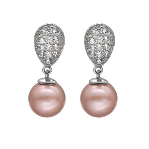 10-11mm Freshwater Pearl with CZ Mounted 925 Silver Earring