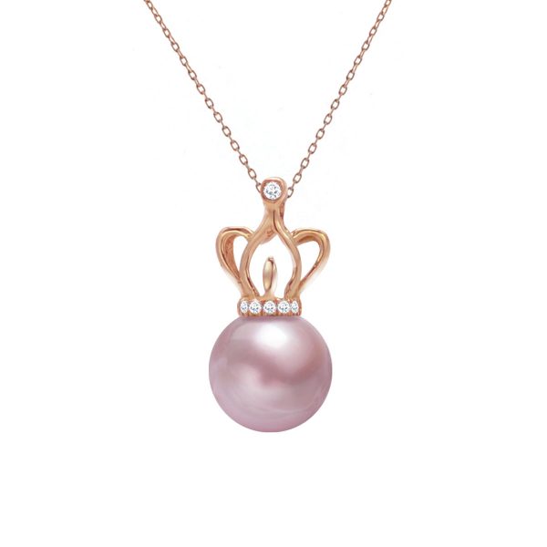 7-8mm Freshwater Pearl with diamond mounted 14K/585 Rose Gold Pendant 7-8mm Freshwater Pearl with diamond mounted 14K/585 Rose Gold Pendant