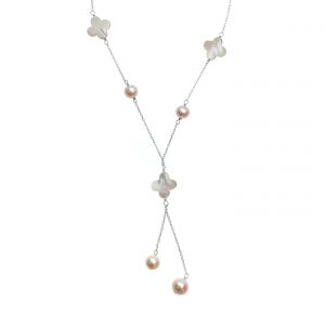 7-10mm Freshwater Pearl with MOP Clover Necklace