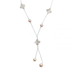 7-10mm Freshwater Pearl with MOP Clover Necklace