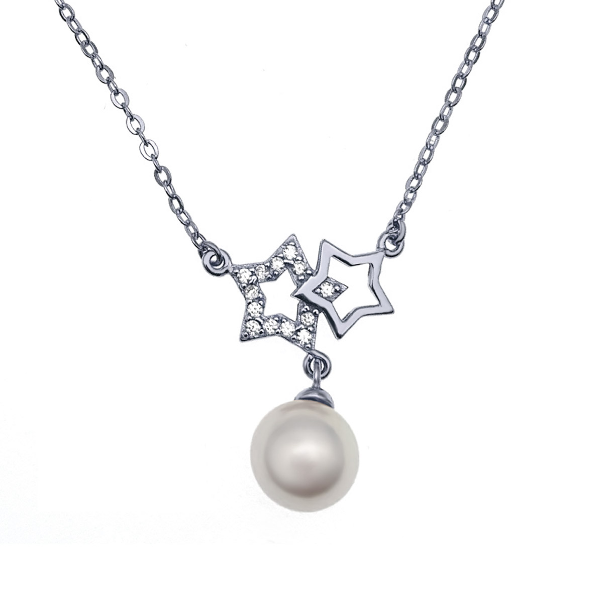 8-9mm Freshwater Pearl with CZ Mounted 925 Silver Pendant and Chain